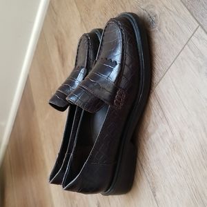Rockport Coffee Imitation Crocodile Leather Loafers